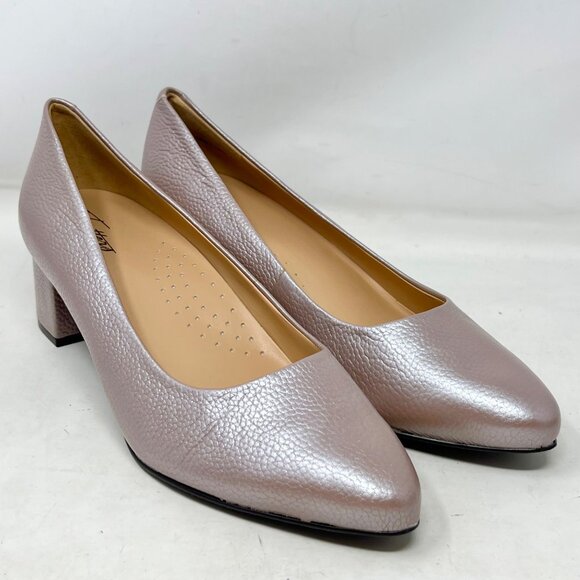 Trotters Womens‎ Kari Pump 2” Block Heel Textured Blush Leather 10W - NEW - Picture 2 of 11